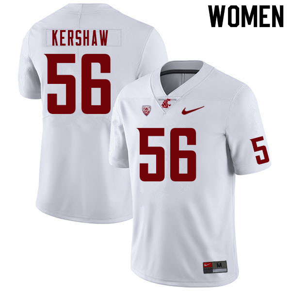 Women #56 Ryan Kershaw Washington State Cougars College Football Jerseys Sale-White - Click Image to Close